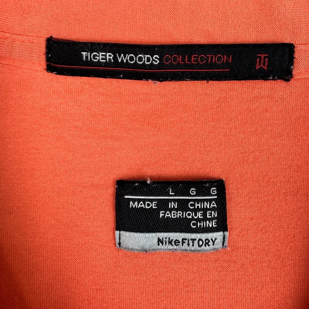 Nike Tiger Woods Collection Polo Men's Large Orange Performance Golf‎ Shirt